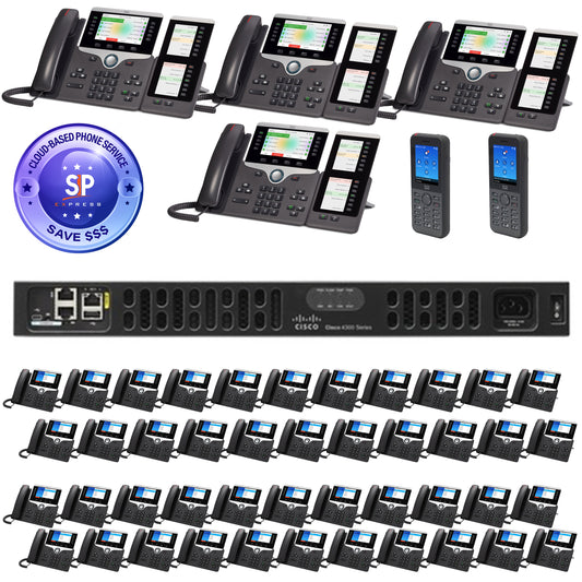 Cisco VoIP Phone System for Business - 50-Phone Office-Ready Bundle with SIP Trunking